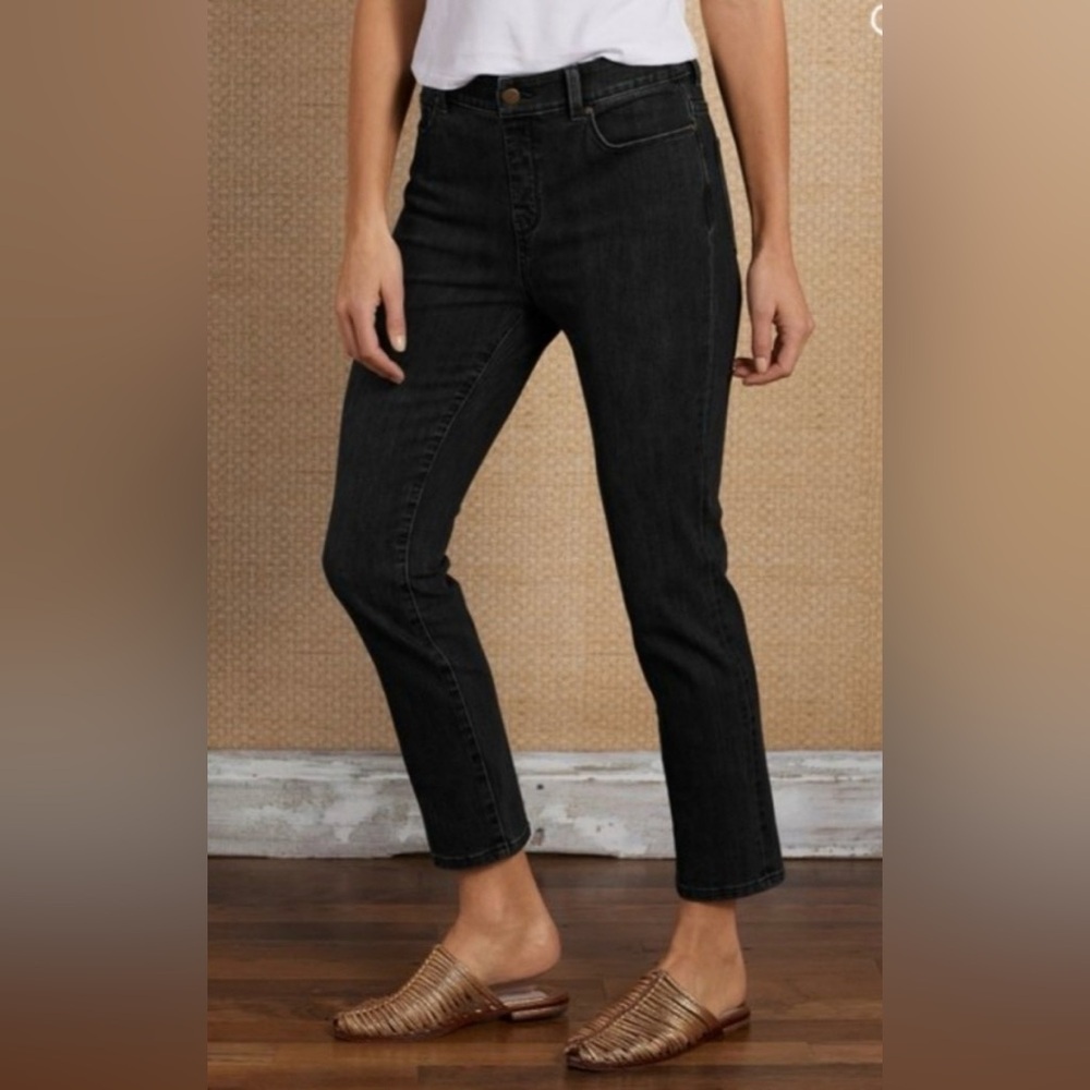 Soft Surroundings Black Jeans Women’s 16P Petite Slim Straight Cropped